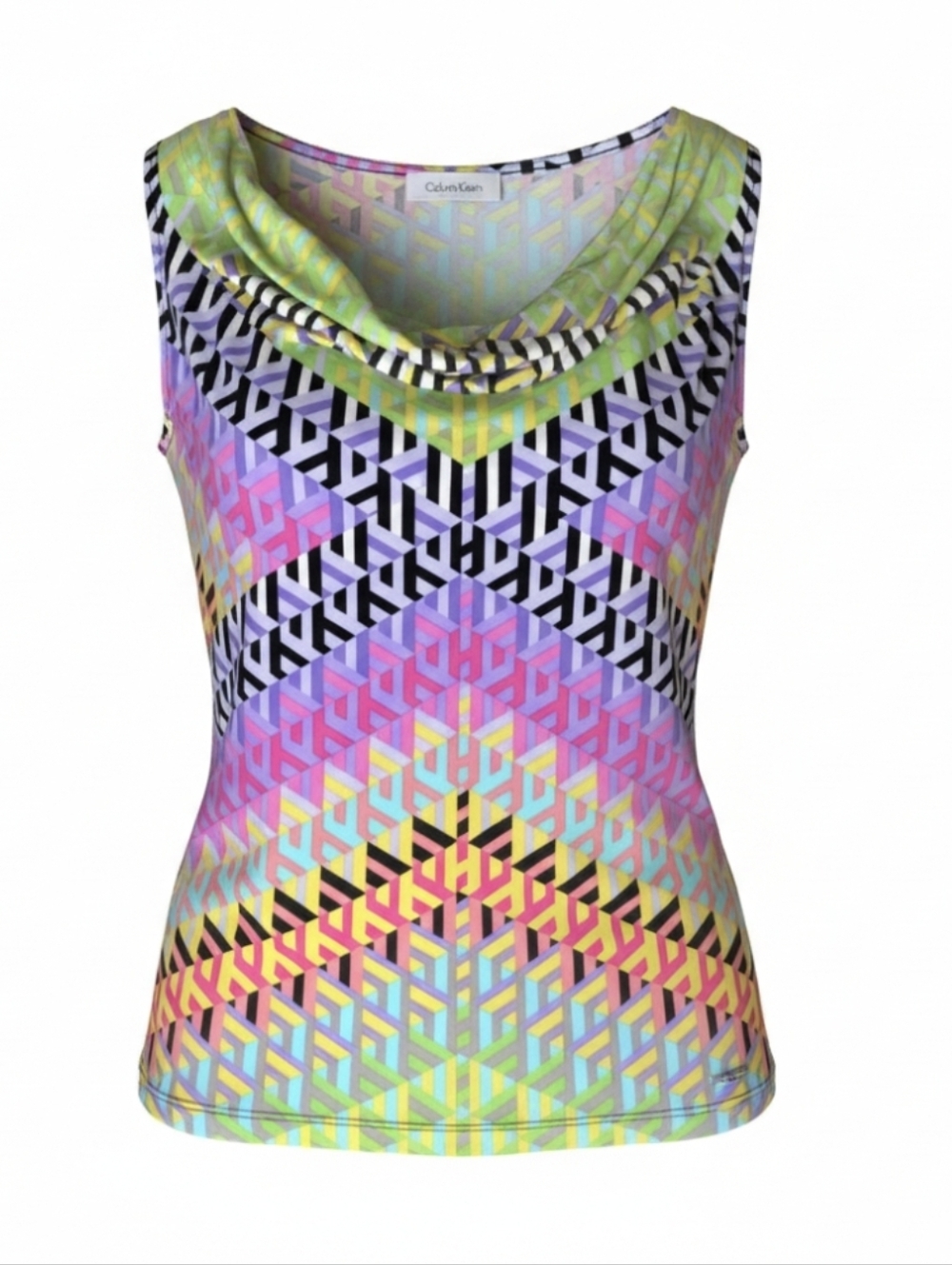 Calvin Klein Neon Pastel Geometric Cowl Neck Camisole